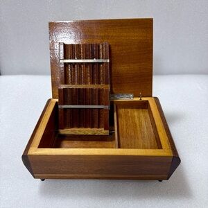 Antique Cigarette Music Box Wooden Inlay Plays Whea Marie Made In Italy